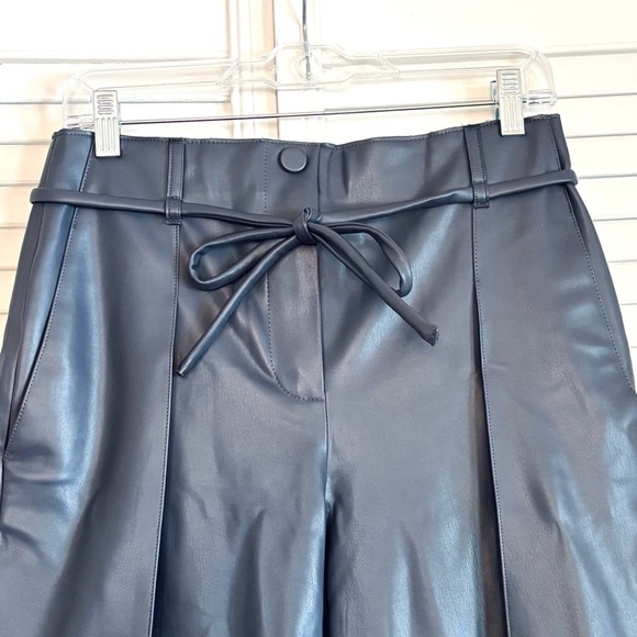 Mayson the Label Vegan Leather Pleat Front Tapered Pants in Periscope Size 2 - Picture 3 of 9